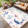 Underwater Ocean Life Watercolor Rug Crystal Velvet Carpet Sea Creatures Whale Jellyfish Dolphin Floor Mat Kids Room Decor Soft