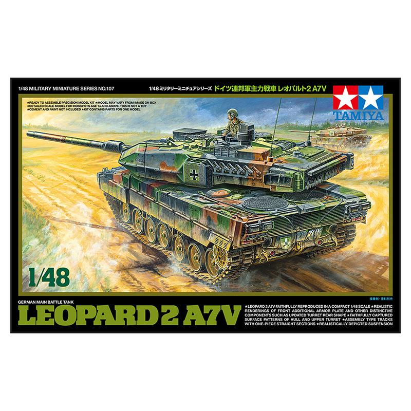 TAMIYA 32607 Military Miniature Series 107 German Federal Army Main Battle Tank Leopard 2 A7V Plastic Model Kit No. 1/48