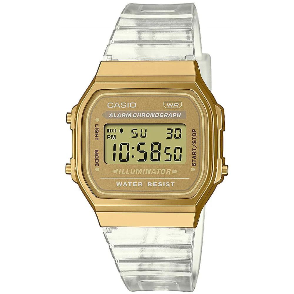 

Цифровые кварцевые часы Casio с пластиковым ремешком, мужские, A168XESG-9AEF, золото, A168XESG-9AEF. золотой