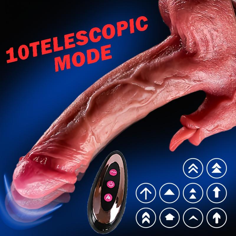 Sexy penis, 8,66 V vibrátor 4 v 1, 10 vibrací, teleskopické, 360° rotace, pomalé zahřívání, dálkové ovládání, tekutý silikon, erotické hračky, dárky, rekvizity, dildo