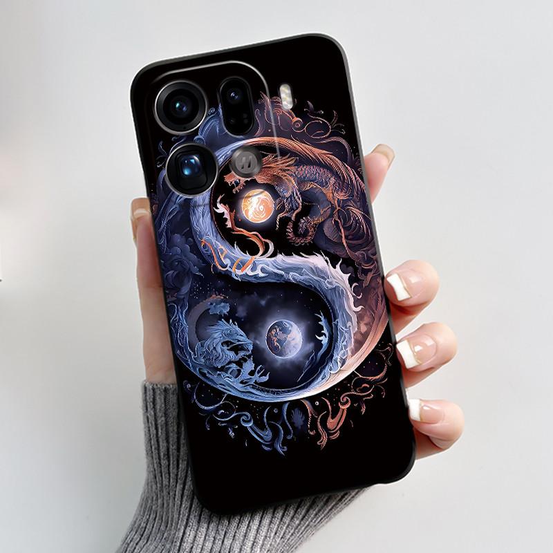Phone Case For LG Q61/K61 Soft Silicone Black Case Ins Style Popular Pattern Moonlight Love Tree LMQ630N LMQ630 Casing