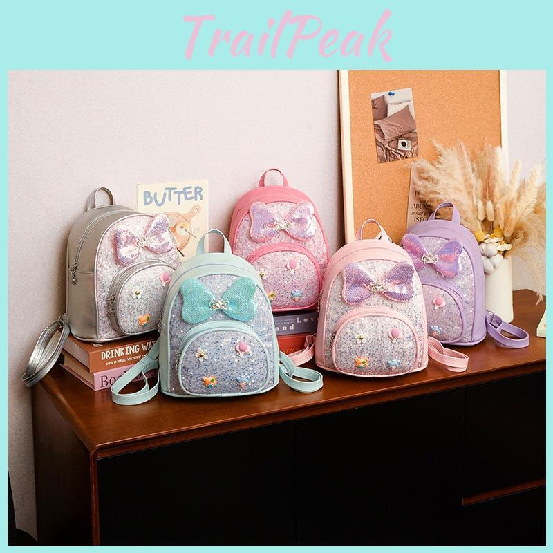 Baby Girl Backpack Pu Material With Glitter Sparkle For Preschool Kids
