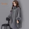 Damen Winter Cape Mantel Dolman-Ärmel Dicker Schal Lockerer Stehkragen Einfarbig Kunstpelz Dekor Warmer Poncho für den Alltag Arbeit Outdoor