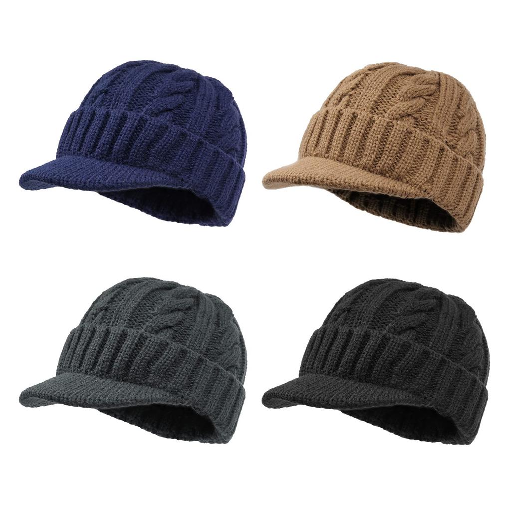 Clape Knit Cap with Perfect for Fall and Keeps You Perfect for Unisex Men's Brim, Warm, Winter, Warm, Cycling, Gift, (C-NB03-Khaki)