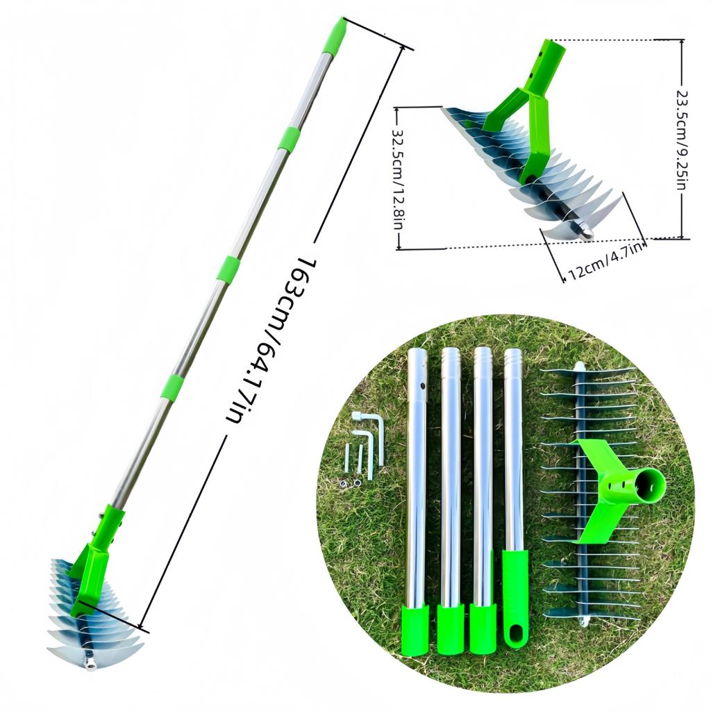 Manual Garden Lawn Thatch Rake, Durable Metal Tines Dead Grass Remover, Soil Loosener Cultivator Soil Rake For Yard Gardening Care