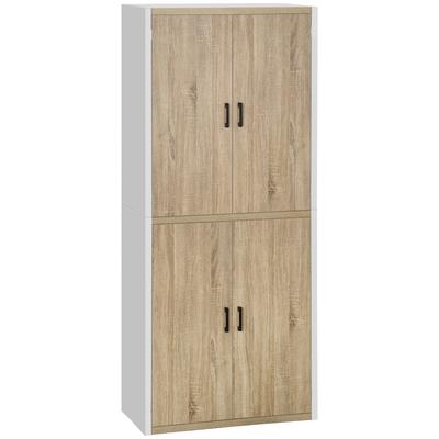 Kitchen Pantry In MDF Wood with 4 Adjustable Shelves and 4 Doors, 80x40x182 Cm