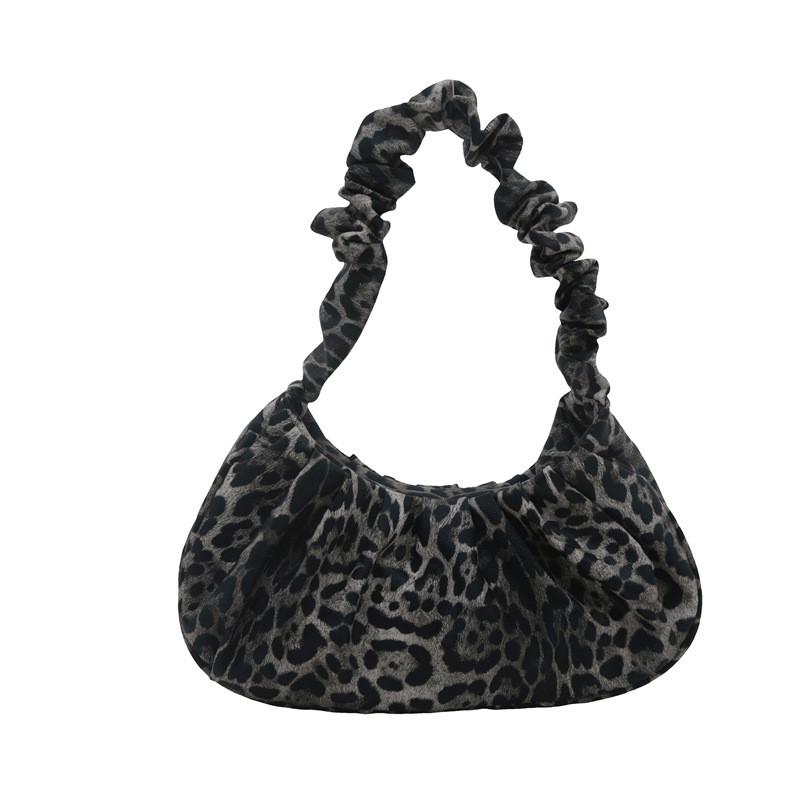 

Fashionable Leopard Print Pleated Handheld Small Square Bag For Women Chic Style