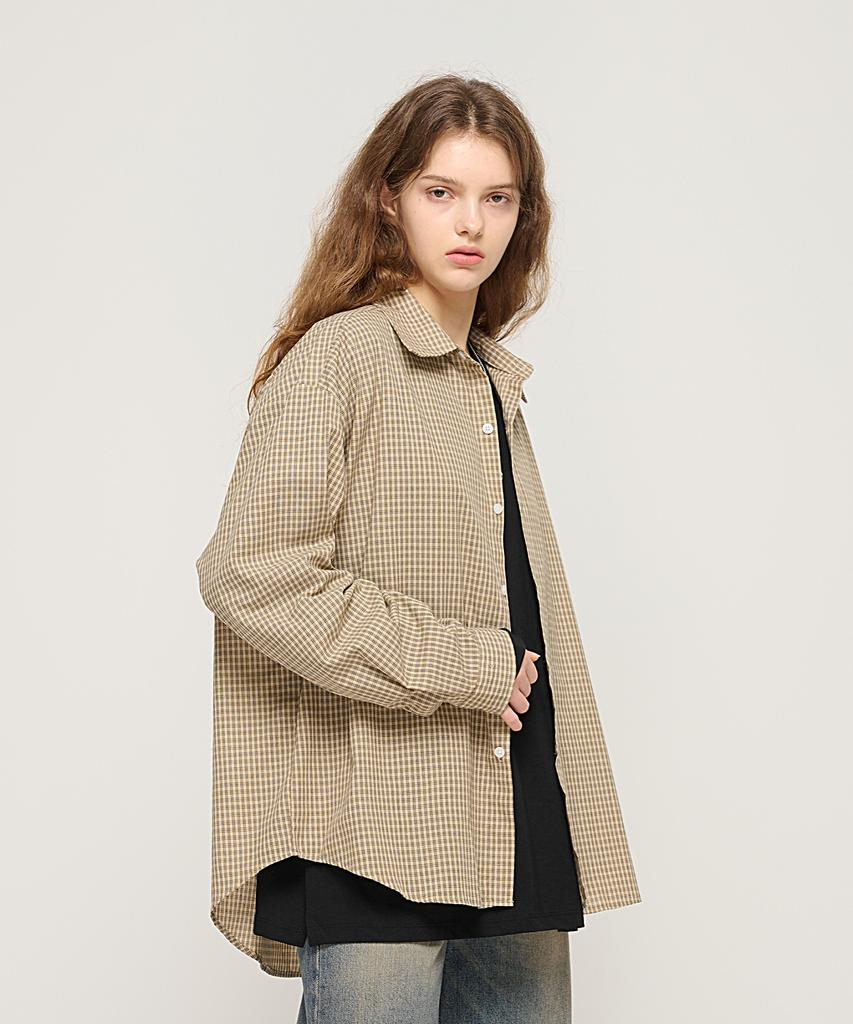 CARGOBROS FOR WOMAN Wrinkle-Free Simple Check Shirt (Beige)