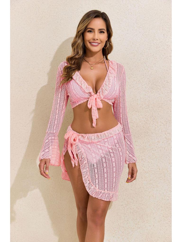 2025 Sun Protection Long Sleeve Beach Dress & Sexy Two-Piece Bikini Set
