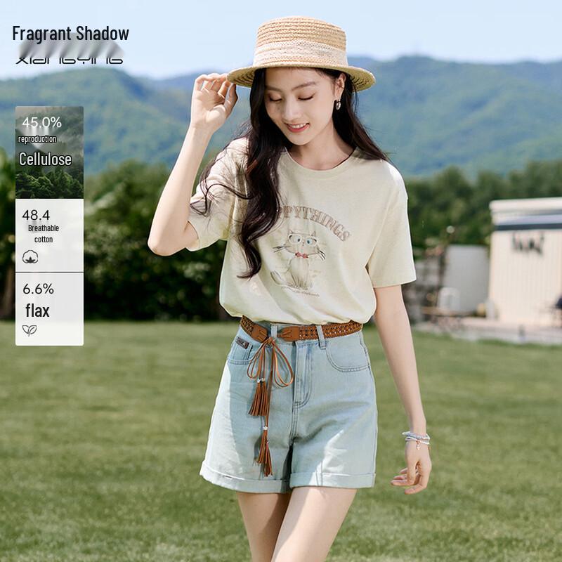 

Women s Playful Cat Print Drop Shoulder T-Shirt S