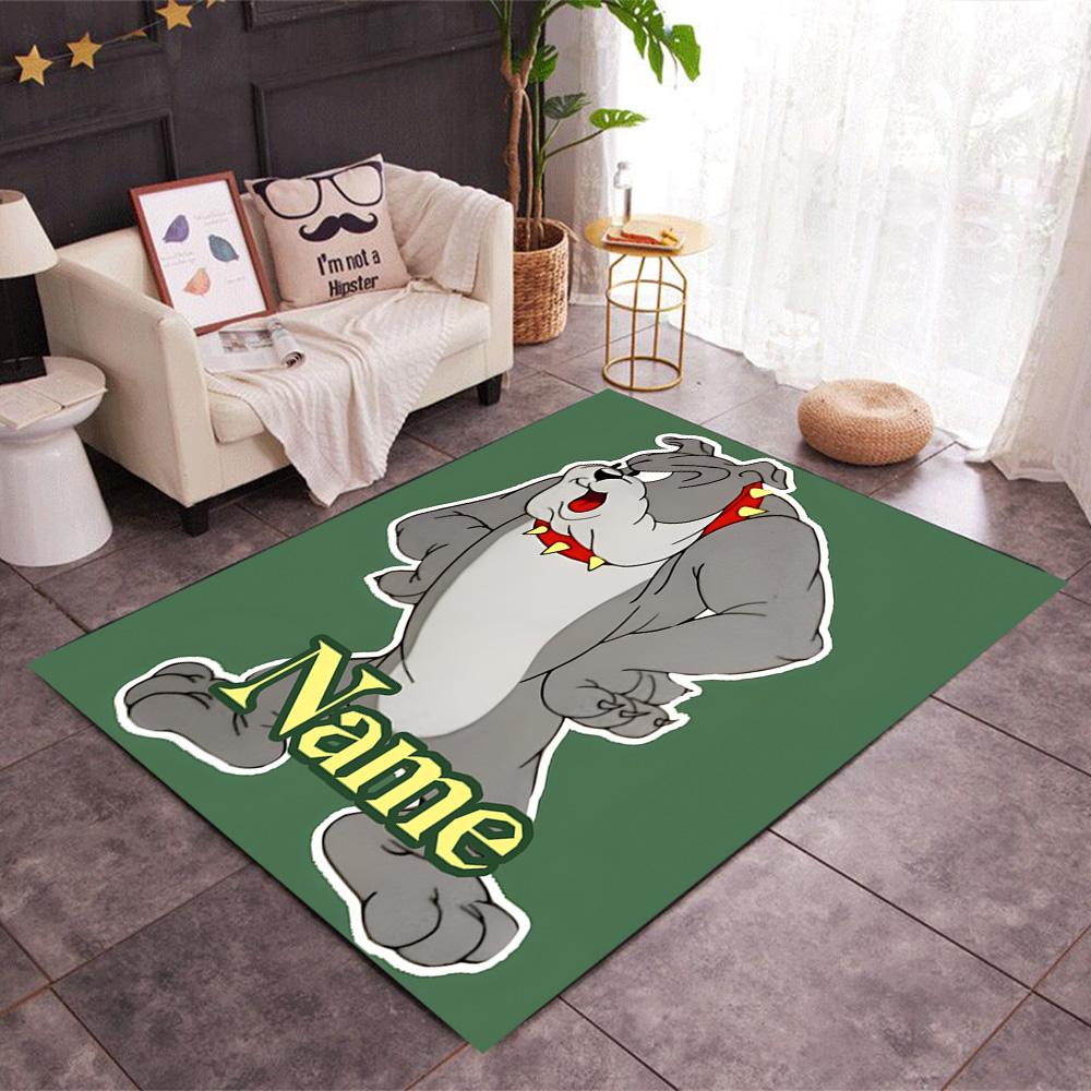 Looney Bulldog Fiery Attitude Personalized Text Carpet Perfect for Entryway Foyer Bedrooms Outdoor Anti-slip Rug Anime Office Decor Spiritual Gift