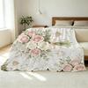 Flannel Fleece Blanket, Trimmed Edge, Soft Skin-Friendly Rose Floral Design, Warm Cozy Couch & Bedroom Cover, Perfect Valentine's Day Gift