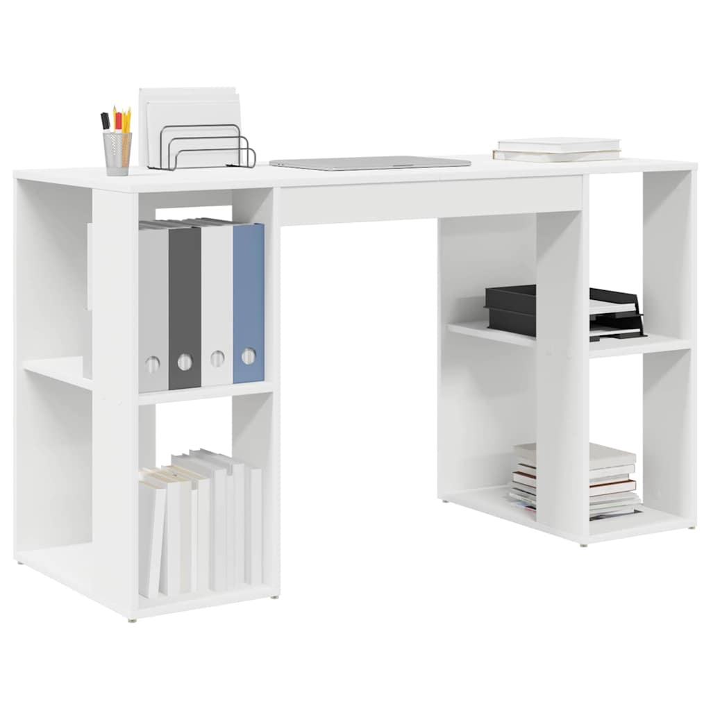 White Desk with Shelf 130 x 50.5 x 75 cm Engineered Wood