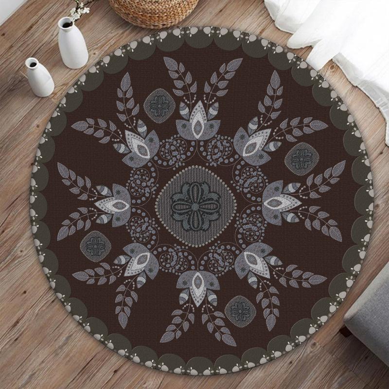 Böhmisches Stammesmotiv Runder Teppich Matte Teppich Orientalisch Geometrisch Paisley Retro Heimdekoration Wohnzimmer Arbeitszimmer Teppich