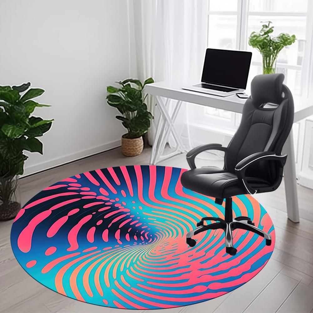 1pc Vortex Waves Office Round Area Rug,  Mat Suitable ForOffice, Under Office Chairs Bedroom Living Room Home Decor, Room Deco