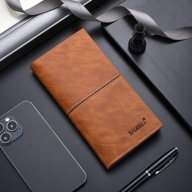 

Бизнес ультратонкий длинный кошелек креативный многослотовый кошелек мужской зажим для карт крайняя плоть светло-коричневого