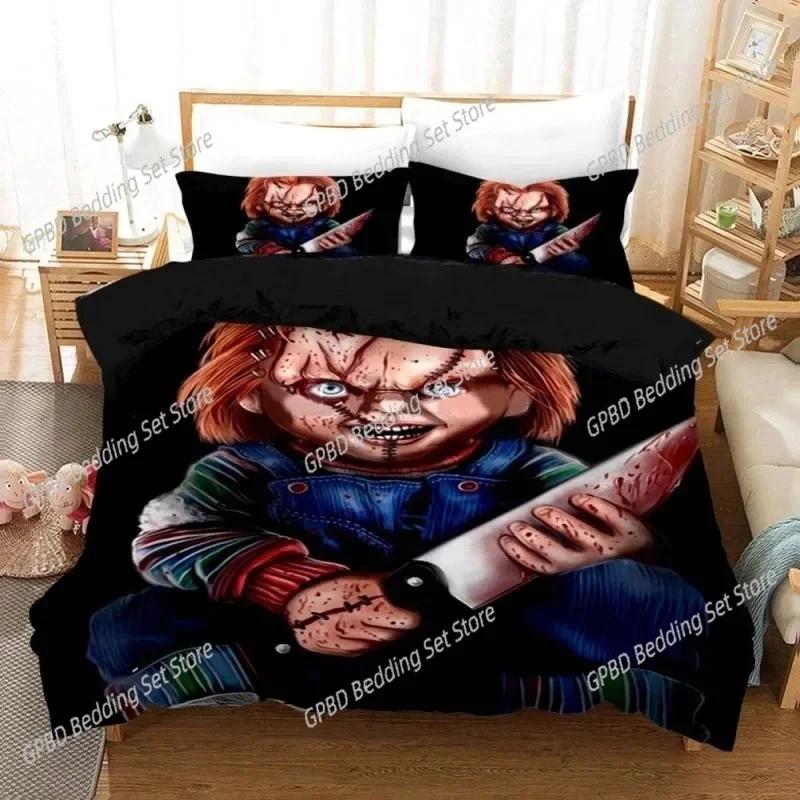 Comforter Horror Movie Child Of Play Chucky Bedding Set 3D Printed Suitable For Bedroom Kids Home Textile