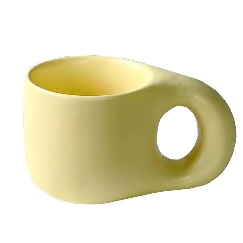 Taza de Leche Chubby y Juego de Platillo para Oficina y Hogar Apariencia Alta Nicho Taza de Café Gorda 9 Oz Taza de Café para Latte Té Leche Regalos