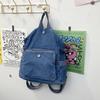 Školní taška nový batoh z praného denimu víceúčelový plátěný batoh se starým vzhledem Harajuku retro multifunkční taška přes rameno messenger