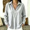 2026 Relaxed Fit Corduroy Long Sleeve Top Casual Vintage Style Loose V Neck