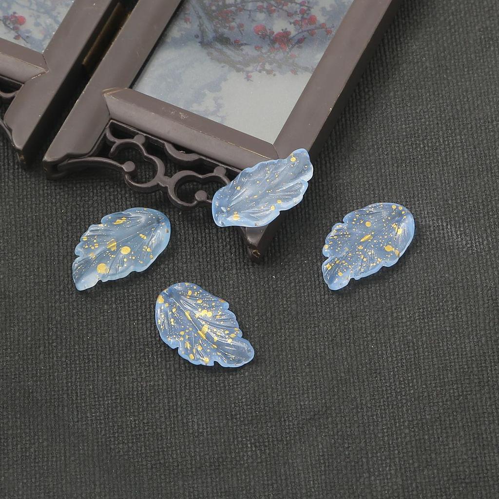 10 Stück Glas Feder Blatt Perlen für DIY Handgemachte Haarnadeln, Armbänder, Ohrringe und Schmuckzubehör