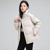 Jacke Damen Kurz Winter Dünn Verdickt Bedruckter Kragen Damenjacken