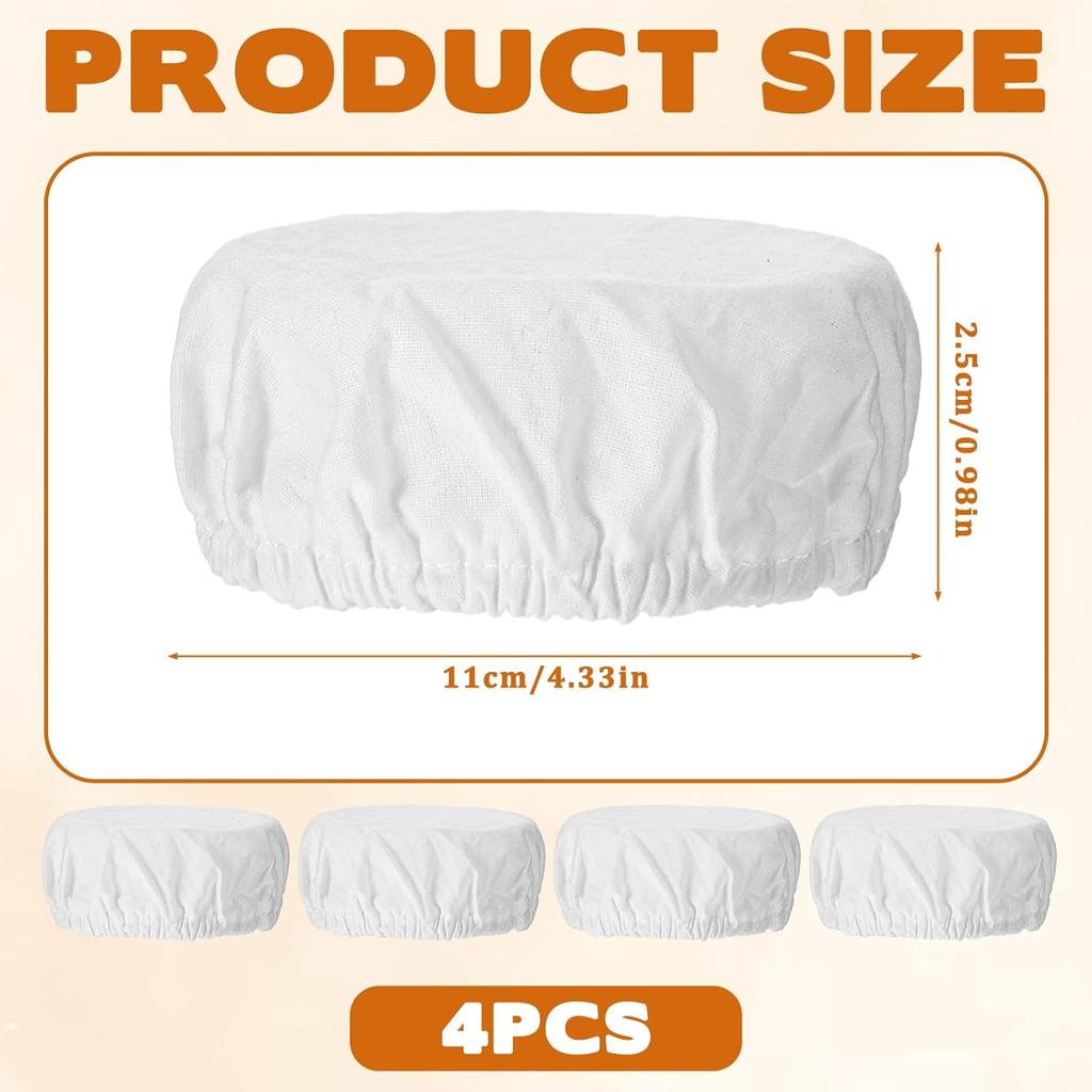 4 Pack Sourdough Jar Cover, Reble Sourdough Starter Jar Cover Cloth Fits Jars 3-4 Inch Cotton Bread Fermentation Container Tops Elastic Breathable