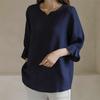 ZANZEA Women Casual V-Neck Solid Color Loose 3/4 Sleeve Blouse