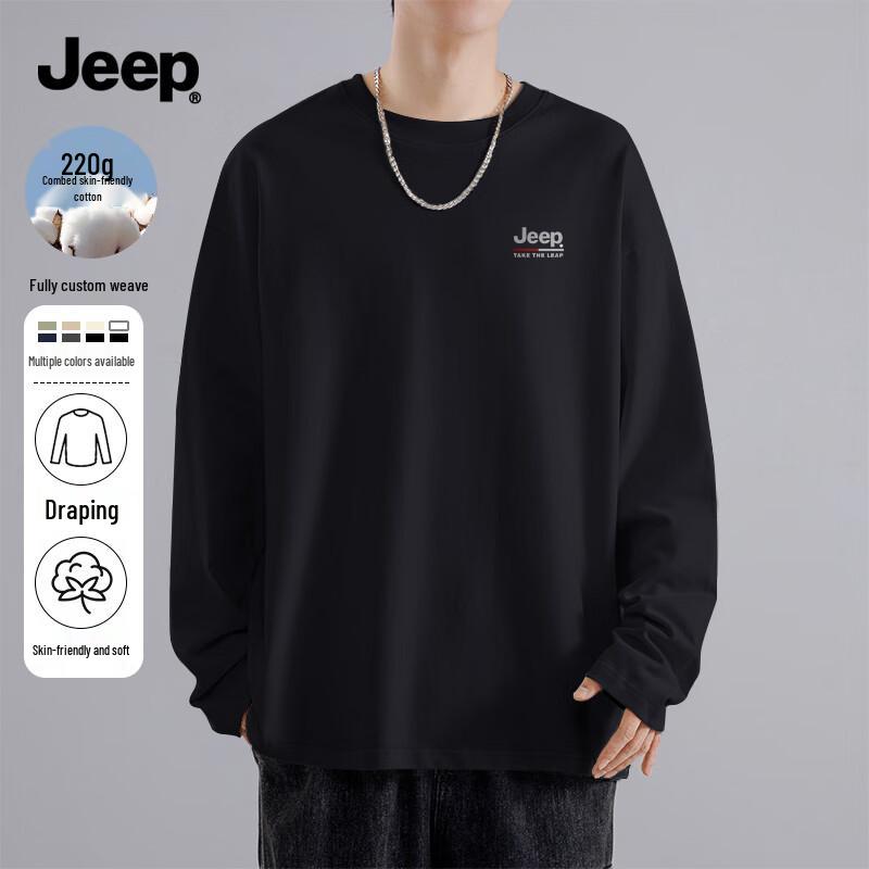 JEEP Men s Heavyweight Pure Cotton Long-Sleeve T-Shirt XL