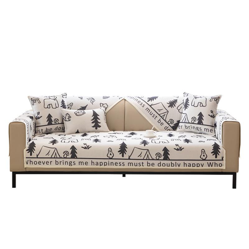 Nordic Instagram Style Cute Ice Silk Mat Sofa Cushion Summer Cool Non-Slip Sofa Cover Cover