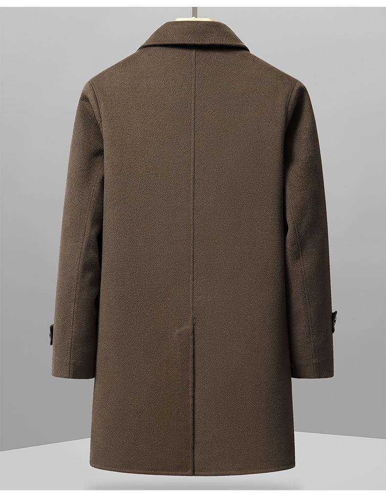 Men's Plus Size Mid-length Down Wool Blend Coat - 2025 Winter Warm Windbreaker with Loose Down Liner