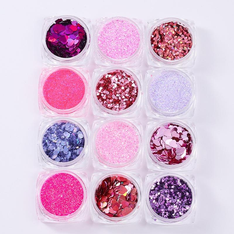 New fashion mixed color small heart sequins colorful love heart sequins small fresh magic color laser flash small red heart nail sequins