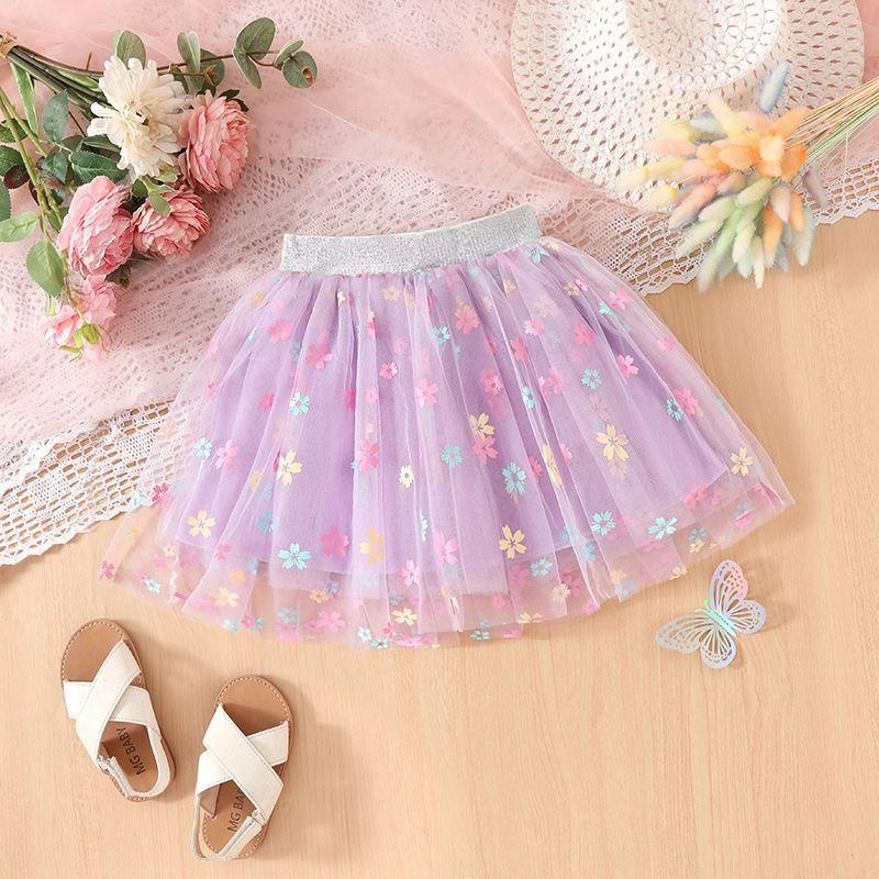 Girls' Half Length Skirt Summer New Style Skirt Little Girl Baby Pleated Short Skirt Sunflower Four Season Half Length Skirt