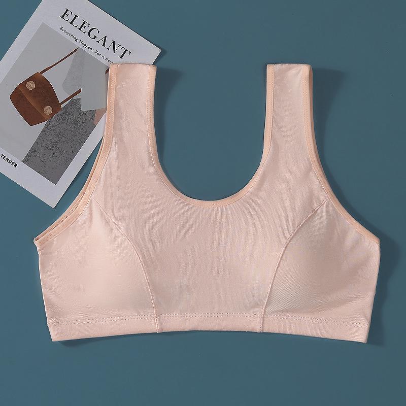 Women's Cotton Vest-Style Bra for Middle-Aged & Elderly: Lightweight Summer T-Shirt Underwear