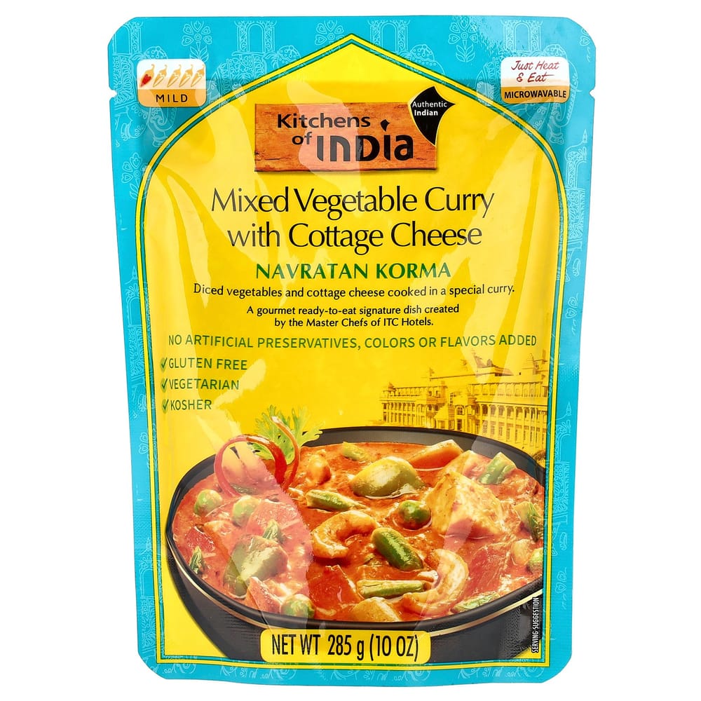 Kitchens of India Navratan Korma Mixed Vegetable Curry with Cottage Cheese, Mild, 285g (10oz)