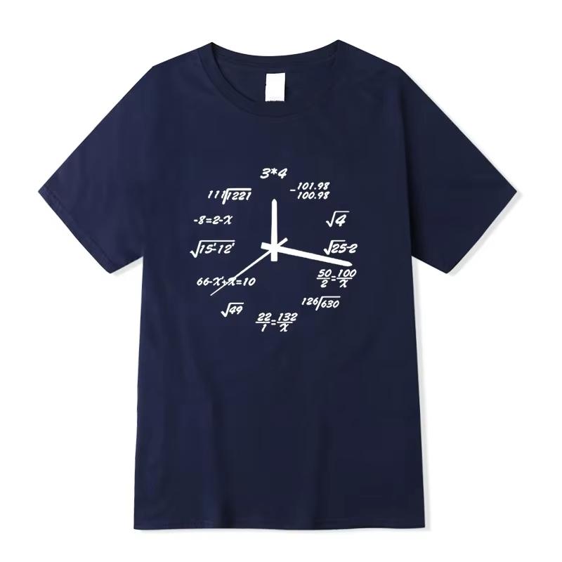 Unisexs Tshirt Cotton Casual Funny Math Clock Print Summer Loose Oneck T Shirt for Unisex Short Sleeve Tshirt Male Tops