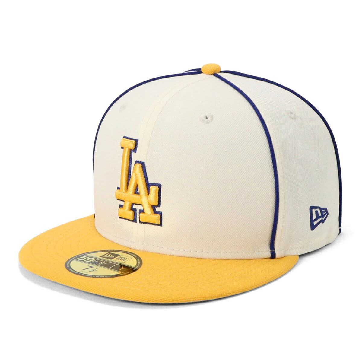 

New Era 59FIFTY MLB LA Gold 7 with MLB Los Dod CRM Two-Tone Chrome/A Cap, 1/2 (5950) Piping,