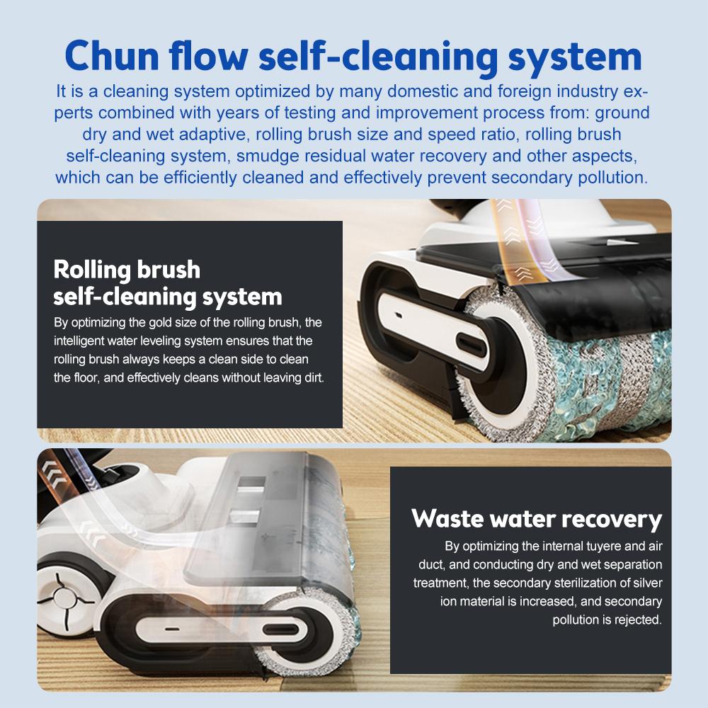 Cordless Floor Cleaner 15000Pa Suction Dual Water Vacuum Cleaner for Household