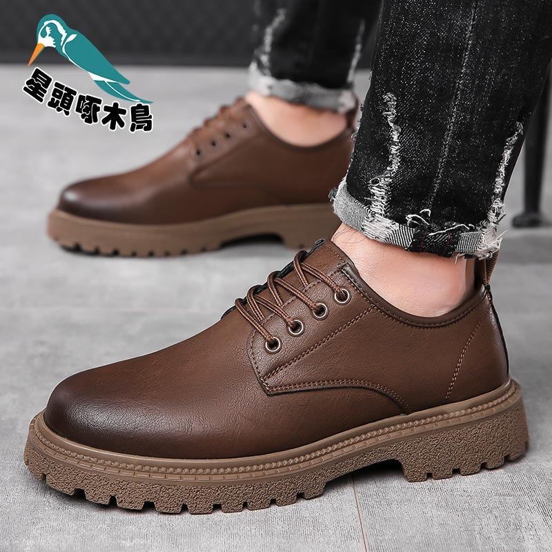 2025 summer new British style business casual leather shoes men's hollow breathable leather shoes