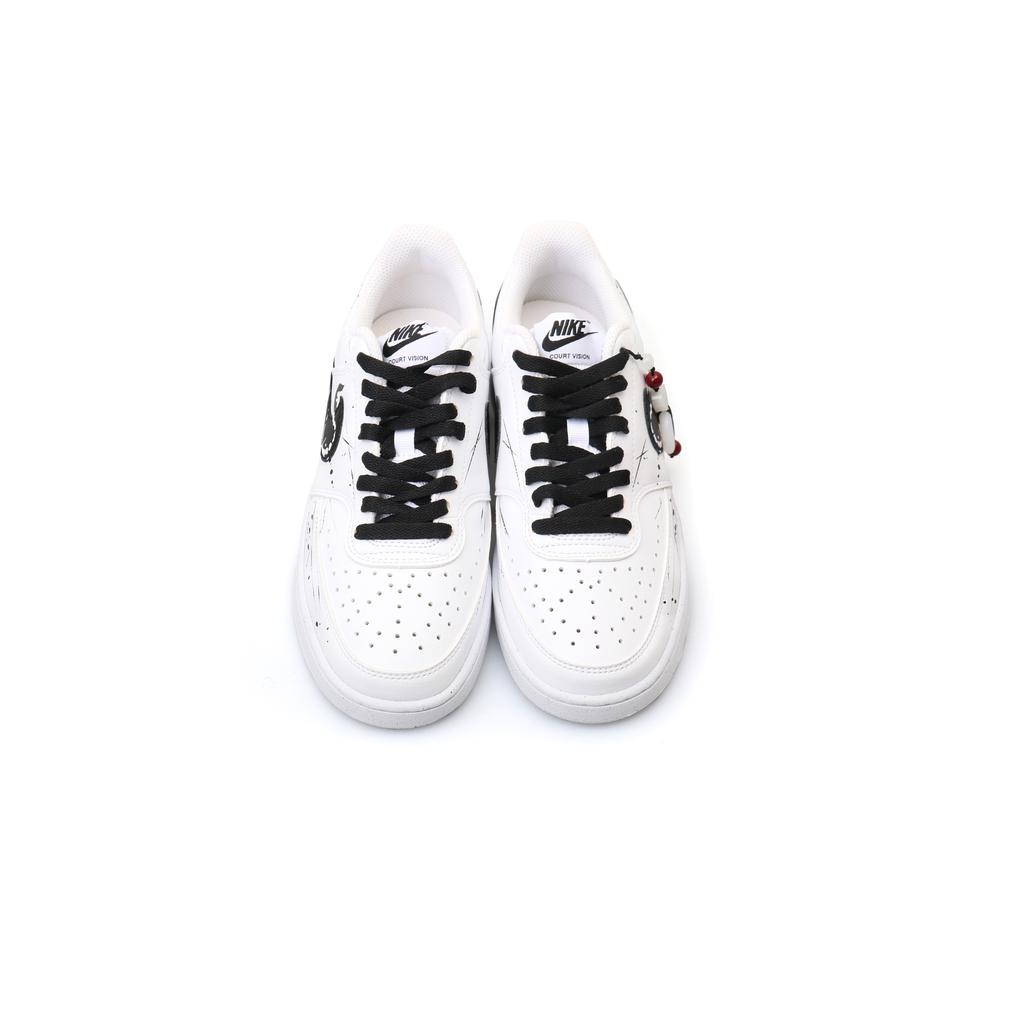 Nike Court Vision 1 Rezistente la Alunecare Rezistente la Abraziune Pantofi de Skateboard Joasă pentru Bărbați Negru Alb DH2987-101(Echipa303-)
