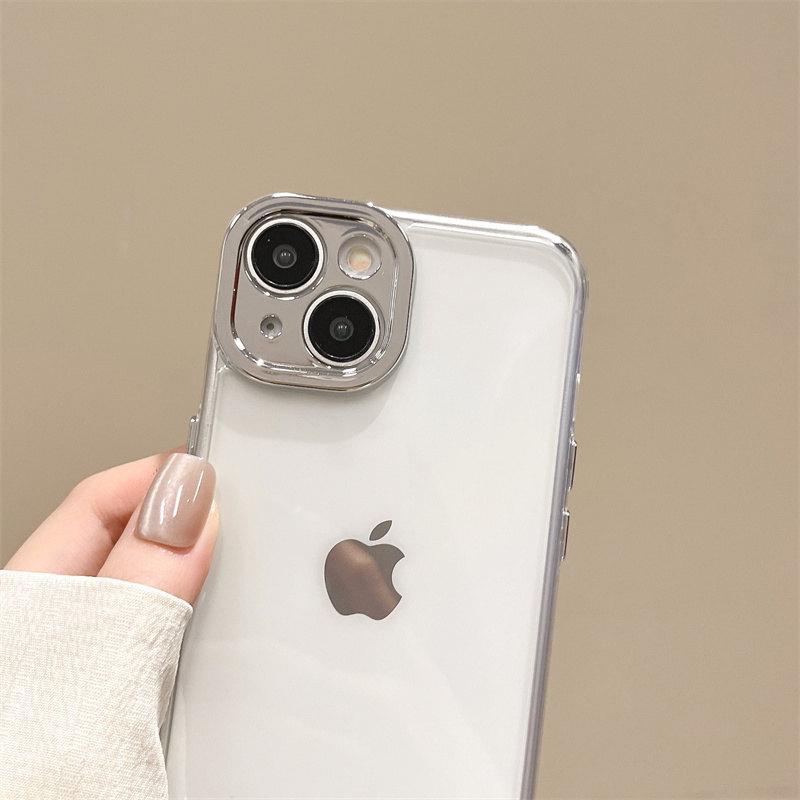 Simple metal precision frame transparent Case for iPhone 16 Pro Max 15 14 Plus 13 12 11 Pro XS XR All-inclusive fall protection Cover