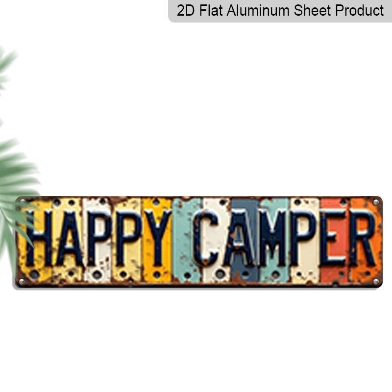 

Rustic Happy Camper Metal Sign - Vintage RV Camper Van Wall Art, Durable Aluminum Outdoor Decoration for Cabin, Porch, Garden - Camping-Themed Gift 40cm x 10cm