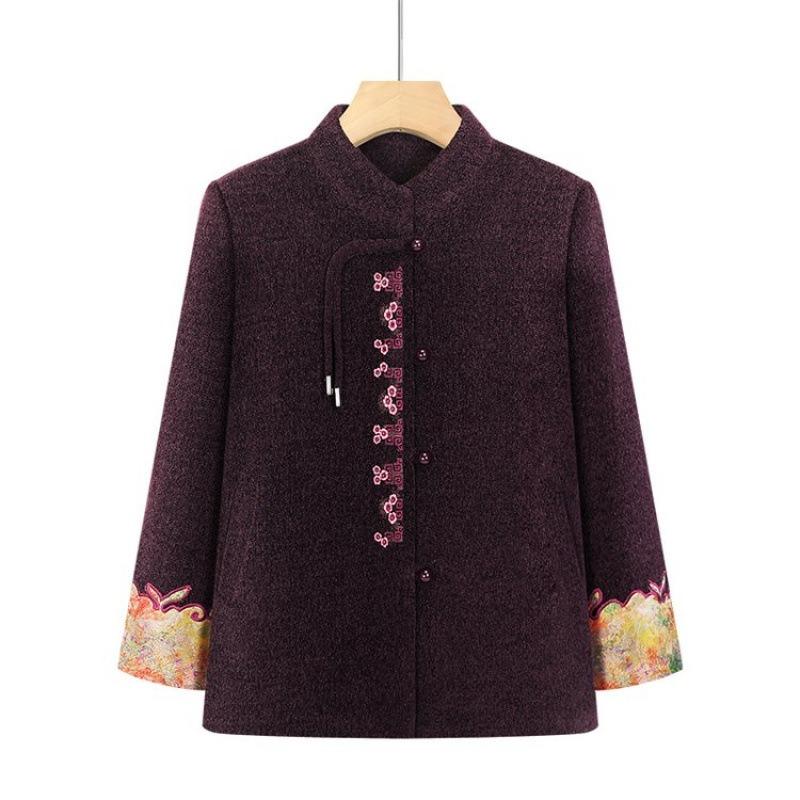 Old Man Winter Coat Mother Winter Clothes Old Lady Stand-up Collar Fleece Thickened Coat Top