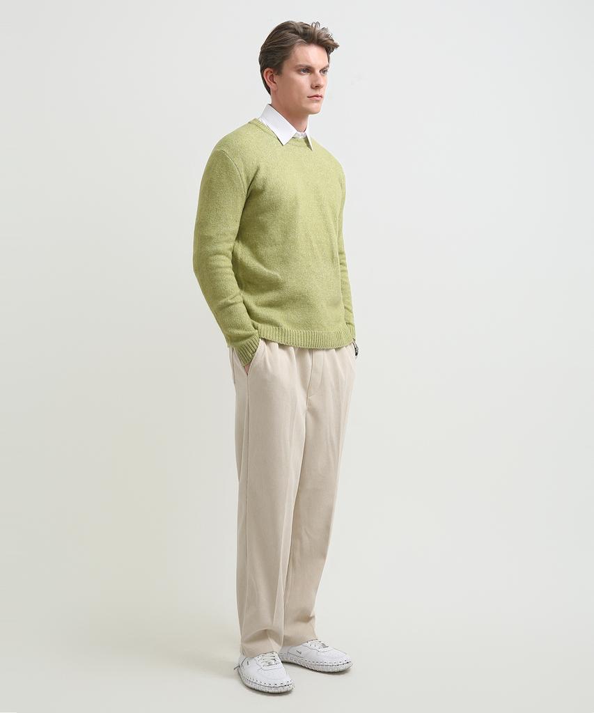 Seuteulaikeu Fine Blend Classic Crew Neck Knit (Lime Green)