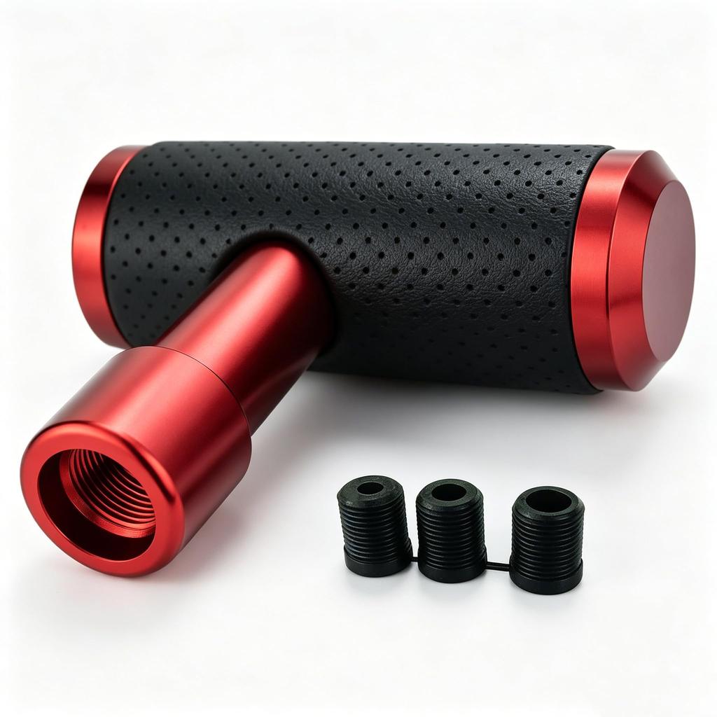Lunsom Shift Metal Gear Shift Shift Suitable for Manual Transmission Vehicles and Push-Type Knob, Lever, T-Type Knob, (Black Red)