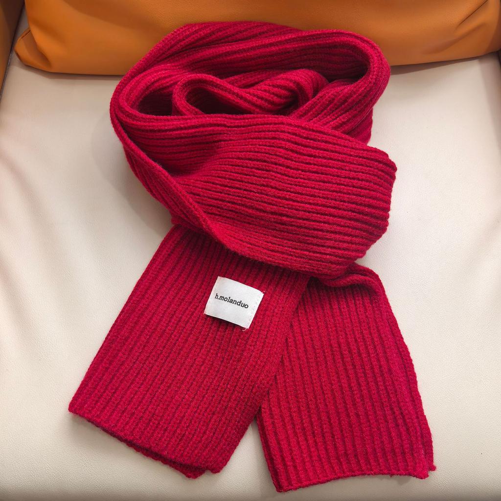 Solid color knitted scarf autumn and winter Korean atmosphere fashion student couple atmosphere scarf warm scarf wholesale