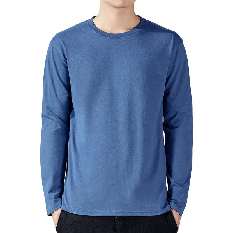 T-Shirt Für Herren Baumwolle Langarm-T-Shirts Einfarbige Herrenbekleidung Vollständige Ärmellänge Für Frühling Und Herbst Unterhemden