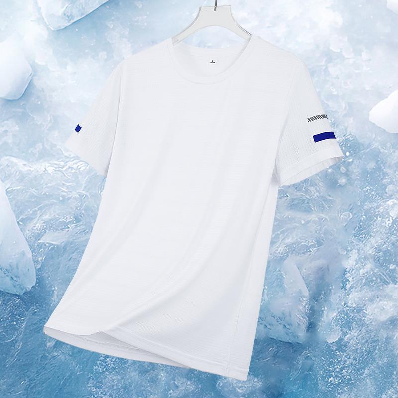 

Summer Quick Drying Ice Silk Casual Sports Versatile Simple Round Neck Short Sleeved Top T-shirt XXXXXL белый