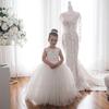 White Bridesmaid Dresses Girls Flower Girl Dresses Ball Gown Kids Wedding Party Pageant First Communion Gown Big Bow Sleeveless