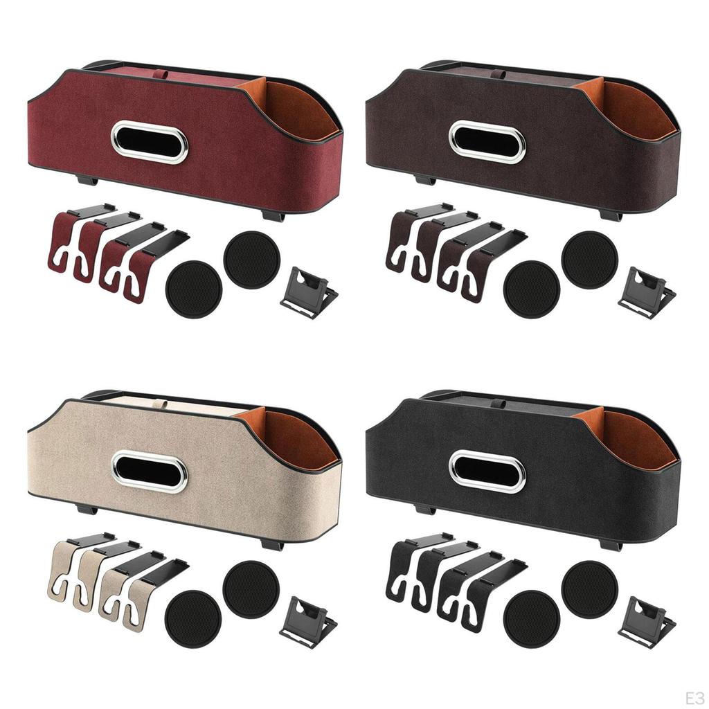 Car Headrest Back Seat Hanging Box with Cup Mats Tissues Storage Practical Scratch Resistant